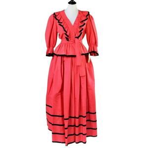 Vintage Albert Capraro Red 2 Piece Skirt and Jacket Set Deadstock Medium